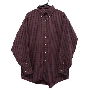 Brooks Brothers Mens Button‎ Down Plaid Red Green Sport Shirt Long Sleeve Size L